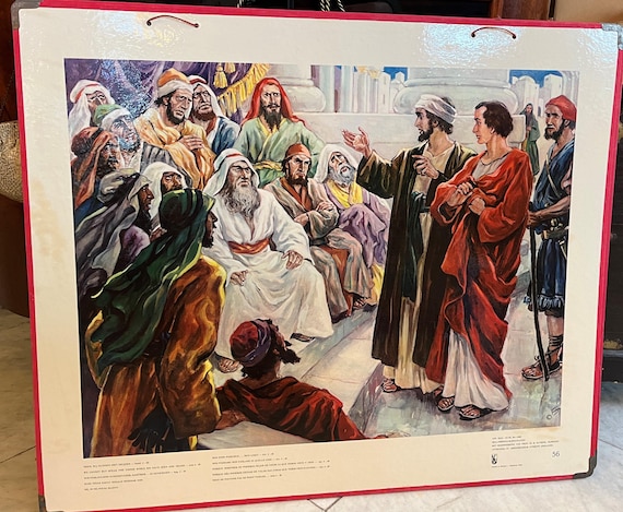 Local pick-up in Gouda only: Old School Poster No. 56 Peter before the Sanhedrin