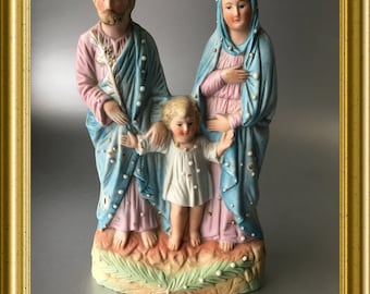 Antique bisque porcelain figurine: holy family