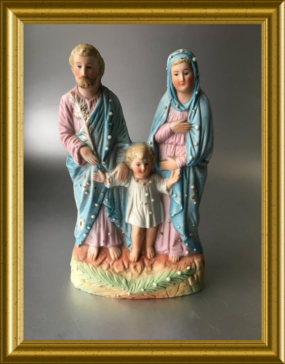 Antique bisque porcelain figurine: holy family