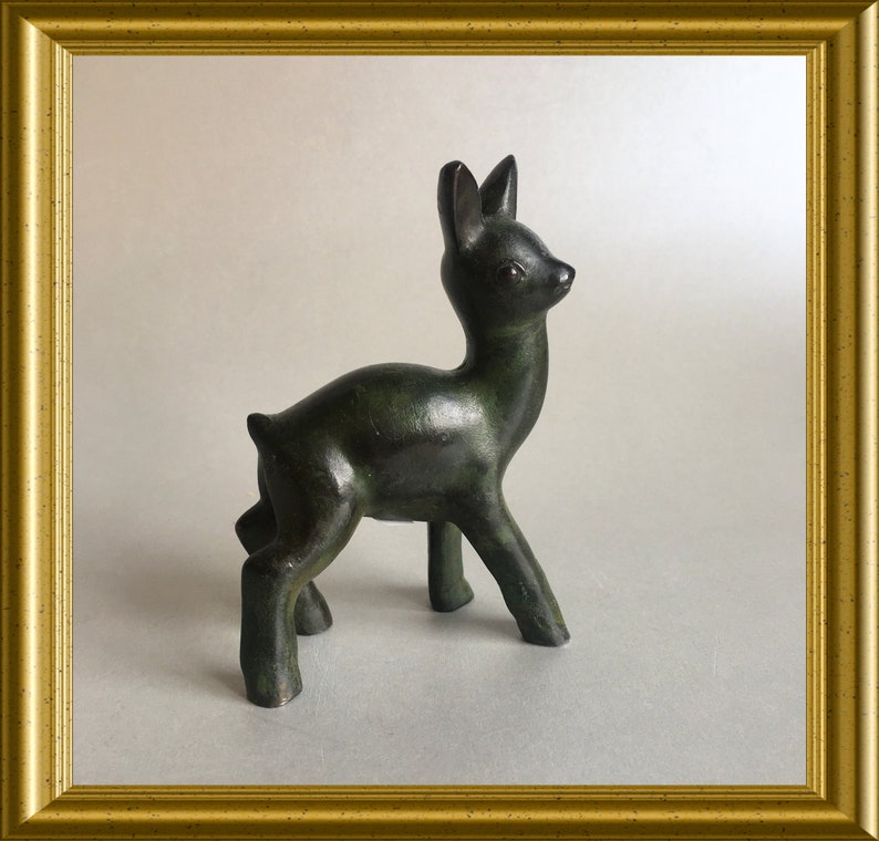 Small art deco metal deer figurine Etsy