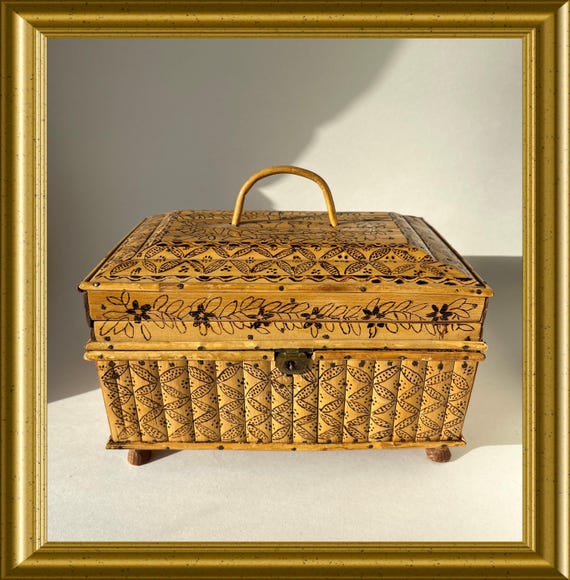 Vintage bamboo wooden box