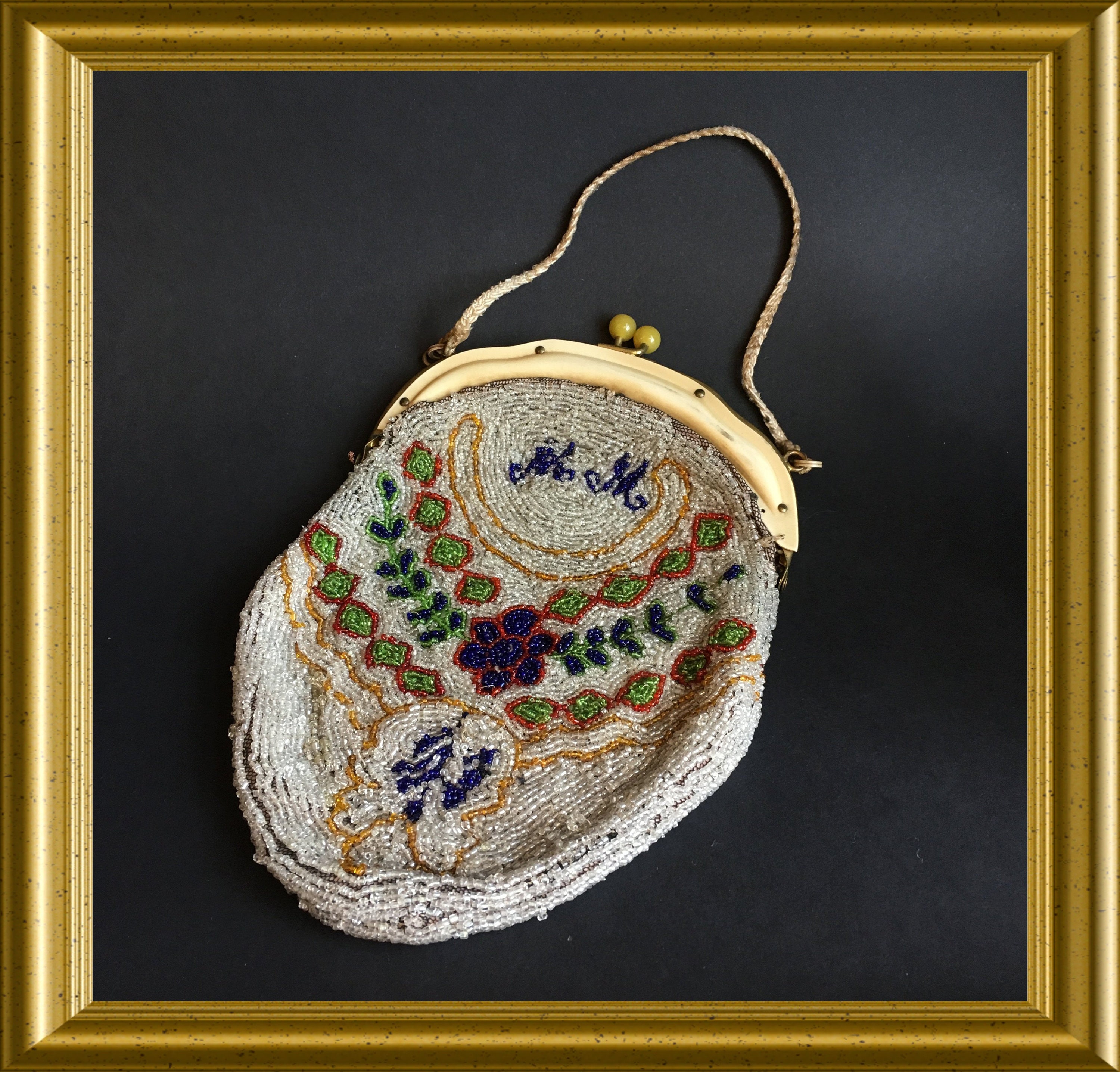 Antique beaded purse / handbag / evening bag