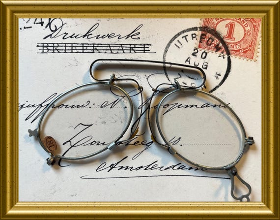 Antique folding spring pince nez, eyeglass frame