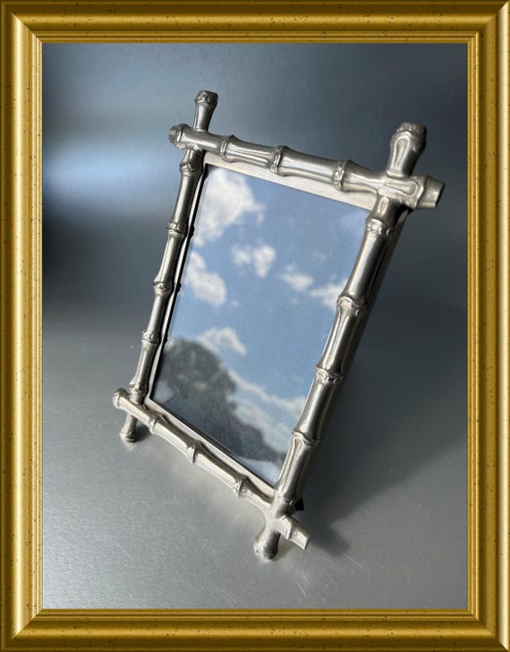 Vintage metal frame with bamboo decor