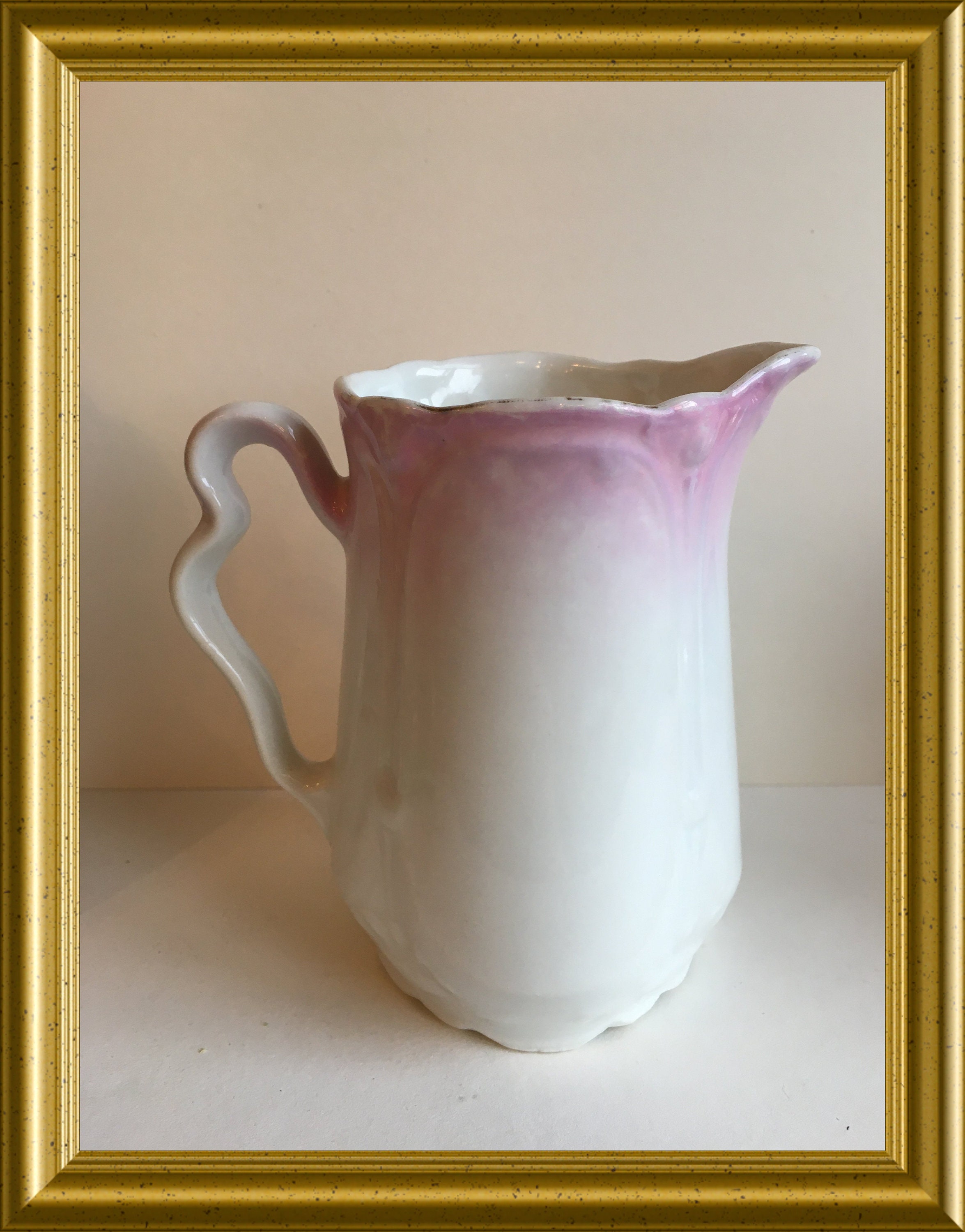 Antique pink porcelain creamer/ milk jug