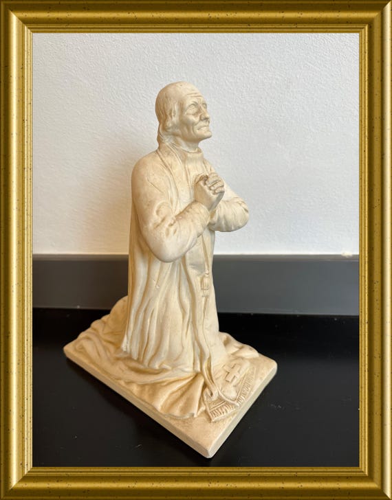 Antique plaster missionary statue – Jean‑Marie Vianney, Curé of Ars
