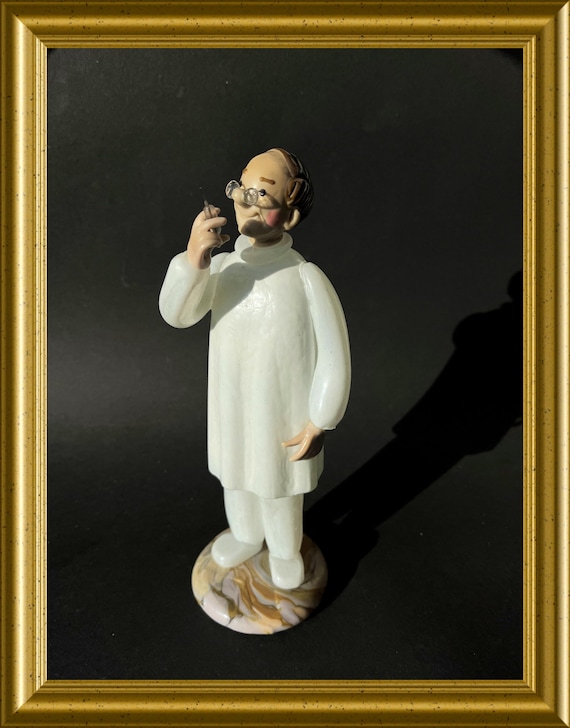 Vintage Bohemian glass figurine: doctor with syringe, ZBS