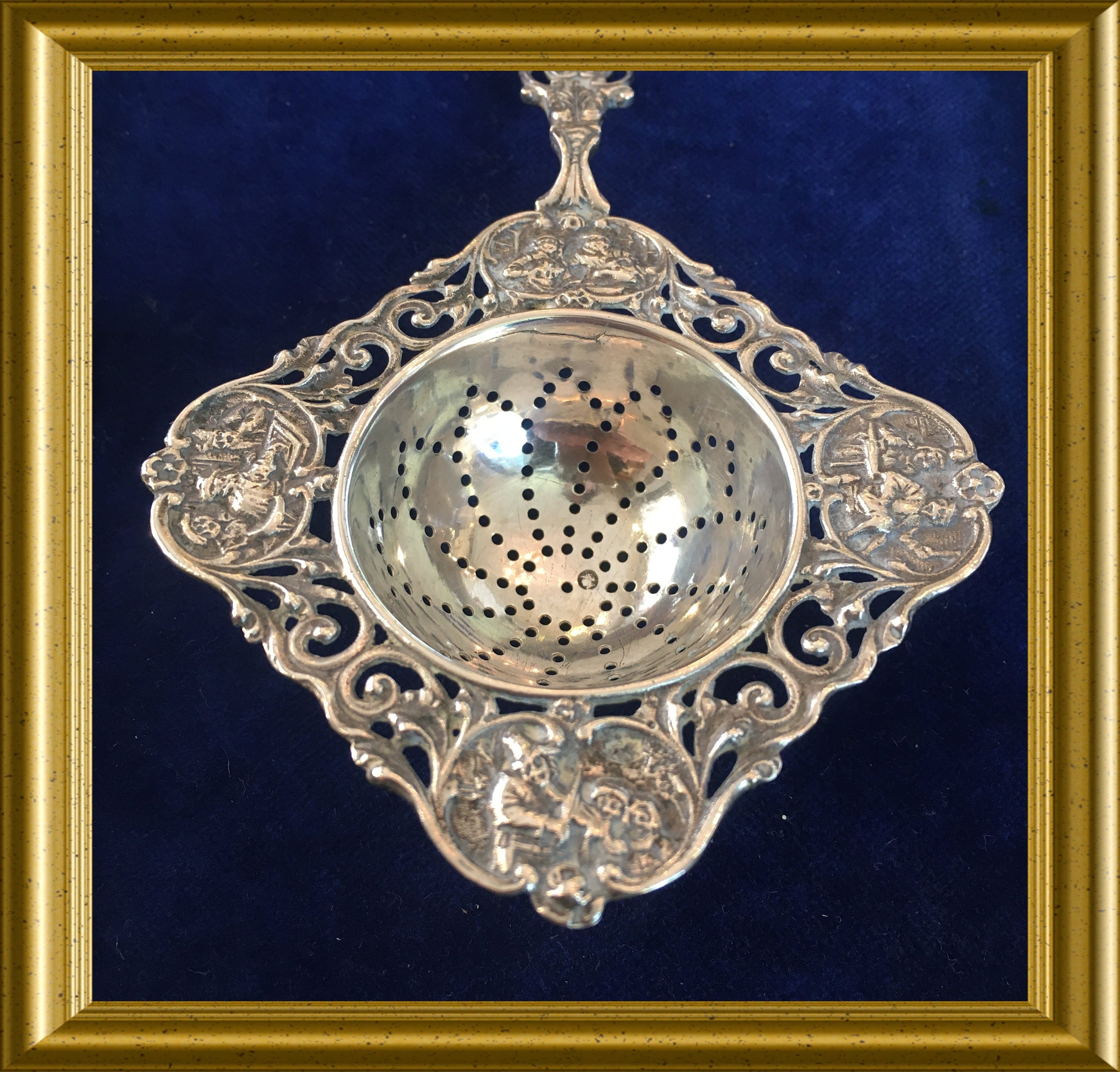 Antique Dutch silver tea strainer, 1931