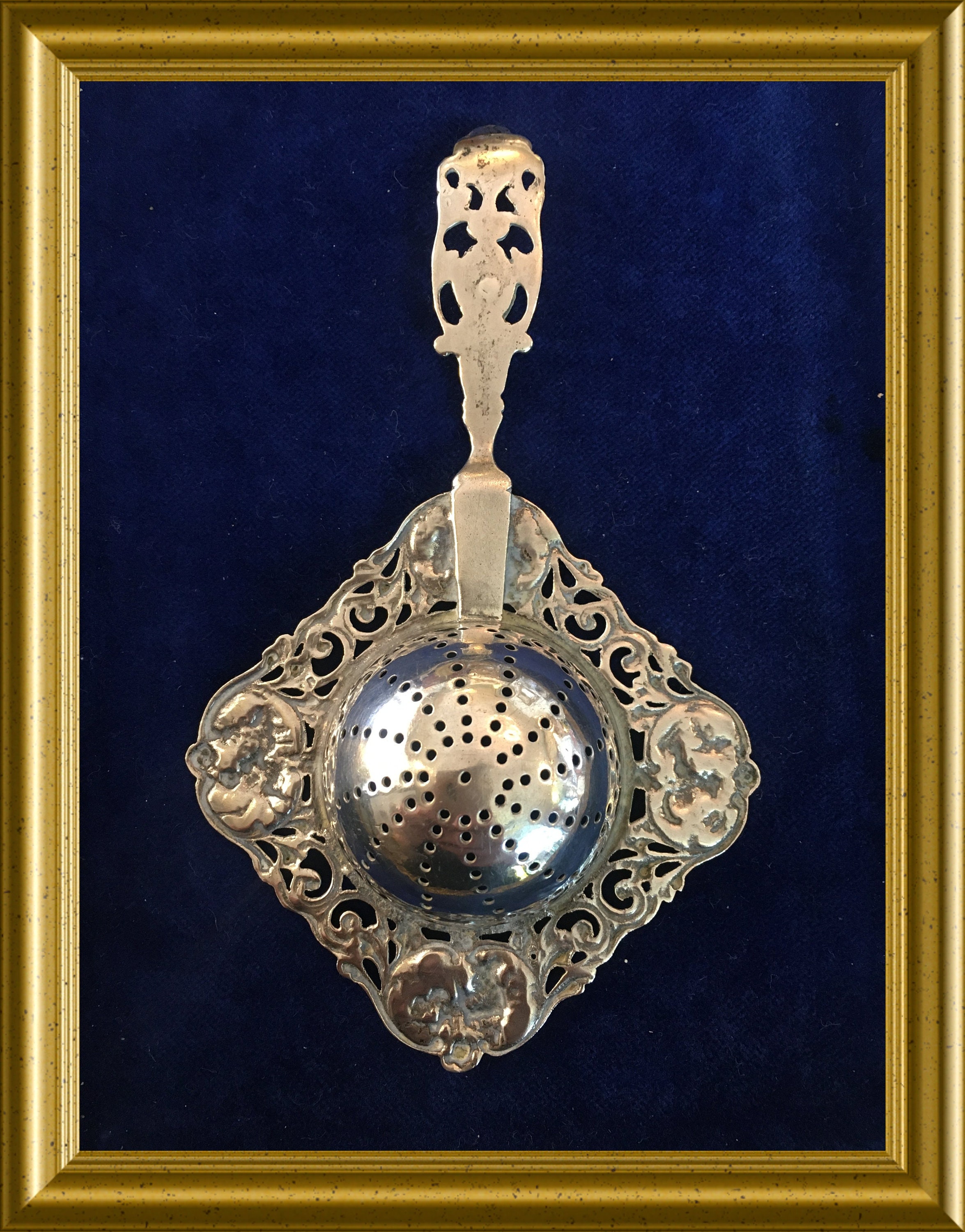 Antique Dutch silver tea strainer, 1931