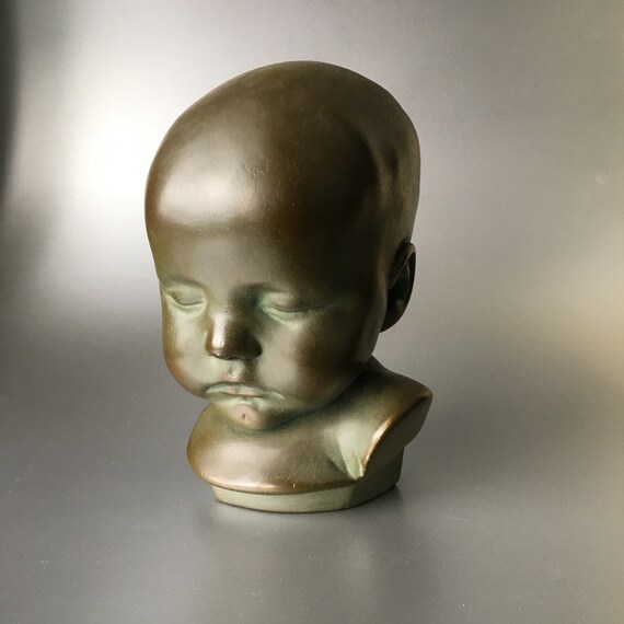 Vintage small plaster bust figurine: baby, Gebr. van Paridon