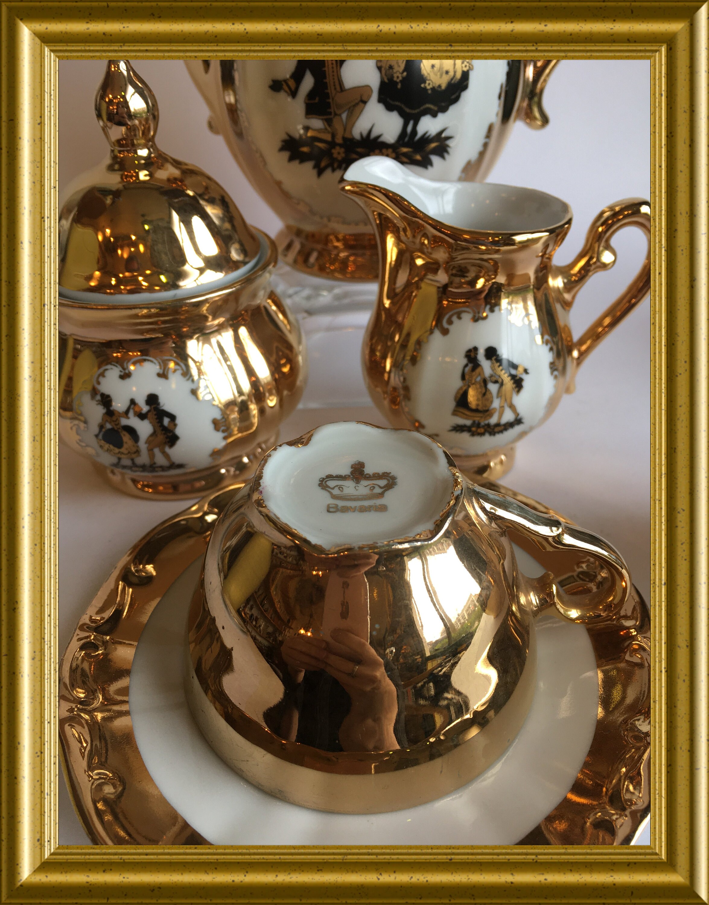 Bavaria Germany Porzellan 24 Karat Gold Wert 24 carat gold Bavaria porcelain mocha service: silhouet