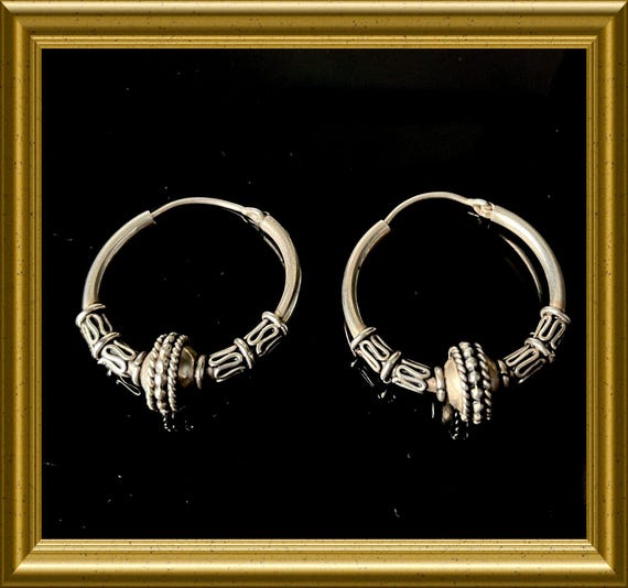 Silver earrings, creoles