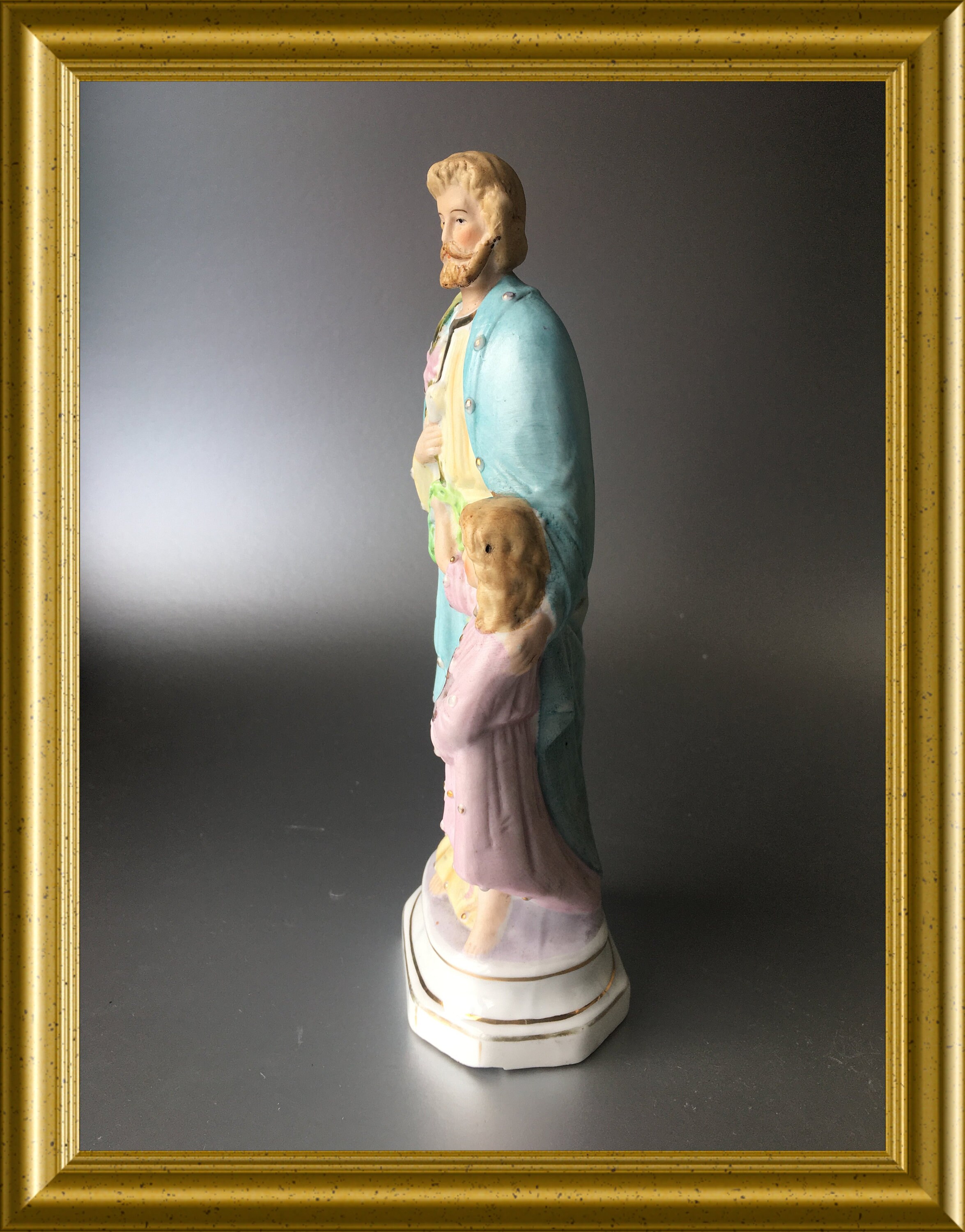 Antique bisque porcelain figurine Joseph with child Jesus