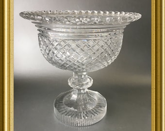 Antique heavy cut crystal footed bowl