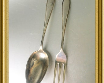 Vintage Dutch silver child's spoon and fork: Voorschoten, 1928, puntfilet