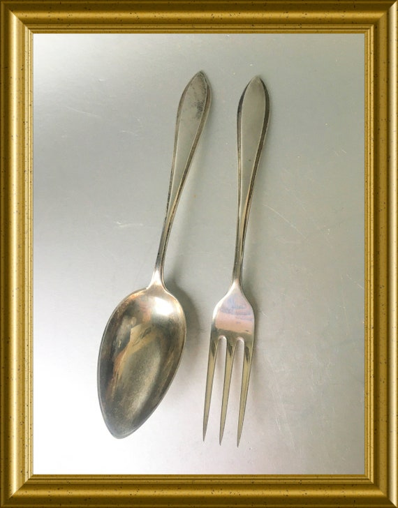 Vintage Dutch silver child's spoon and fork: Voorschoten, 1928, puntfilet