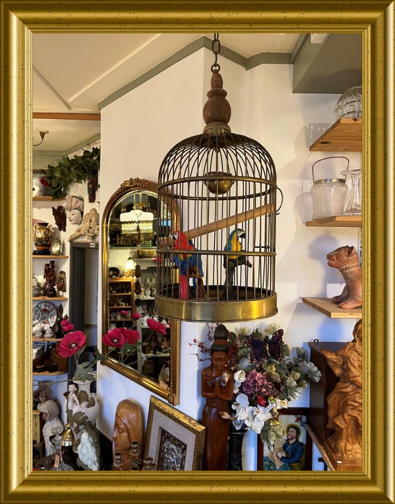 PICKUP ONLY ! Vintage large brass bird cage