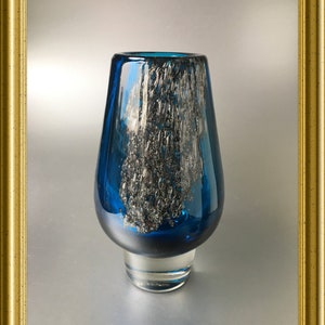 Vintage heavy glass design vase: blue, Heinrich Löffelhardt, Florida, Schott Zwiesel image 2