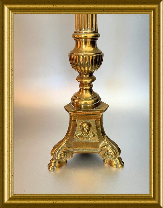 Antique brass candle holder: Joseph, Mary and Jesus