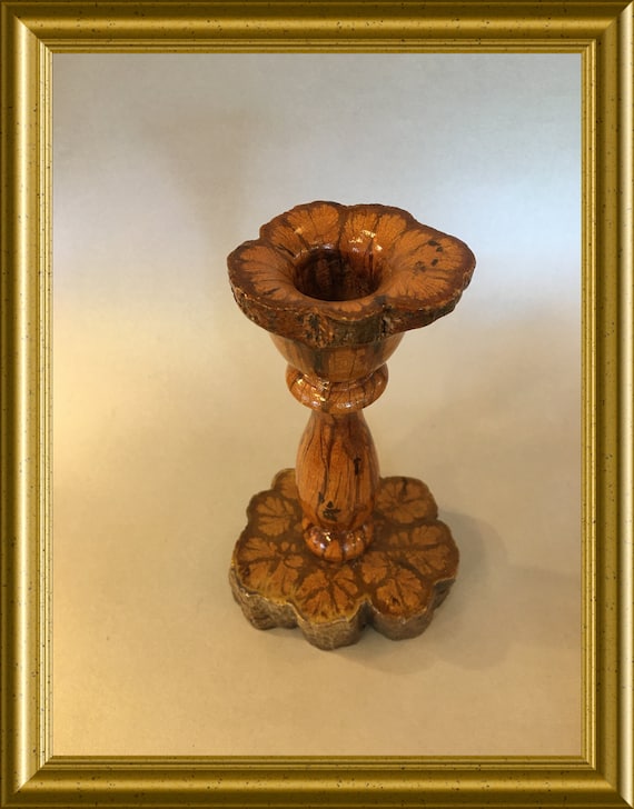 Lovely vintage wooden candle holder