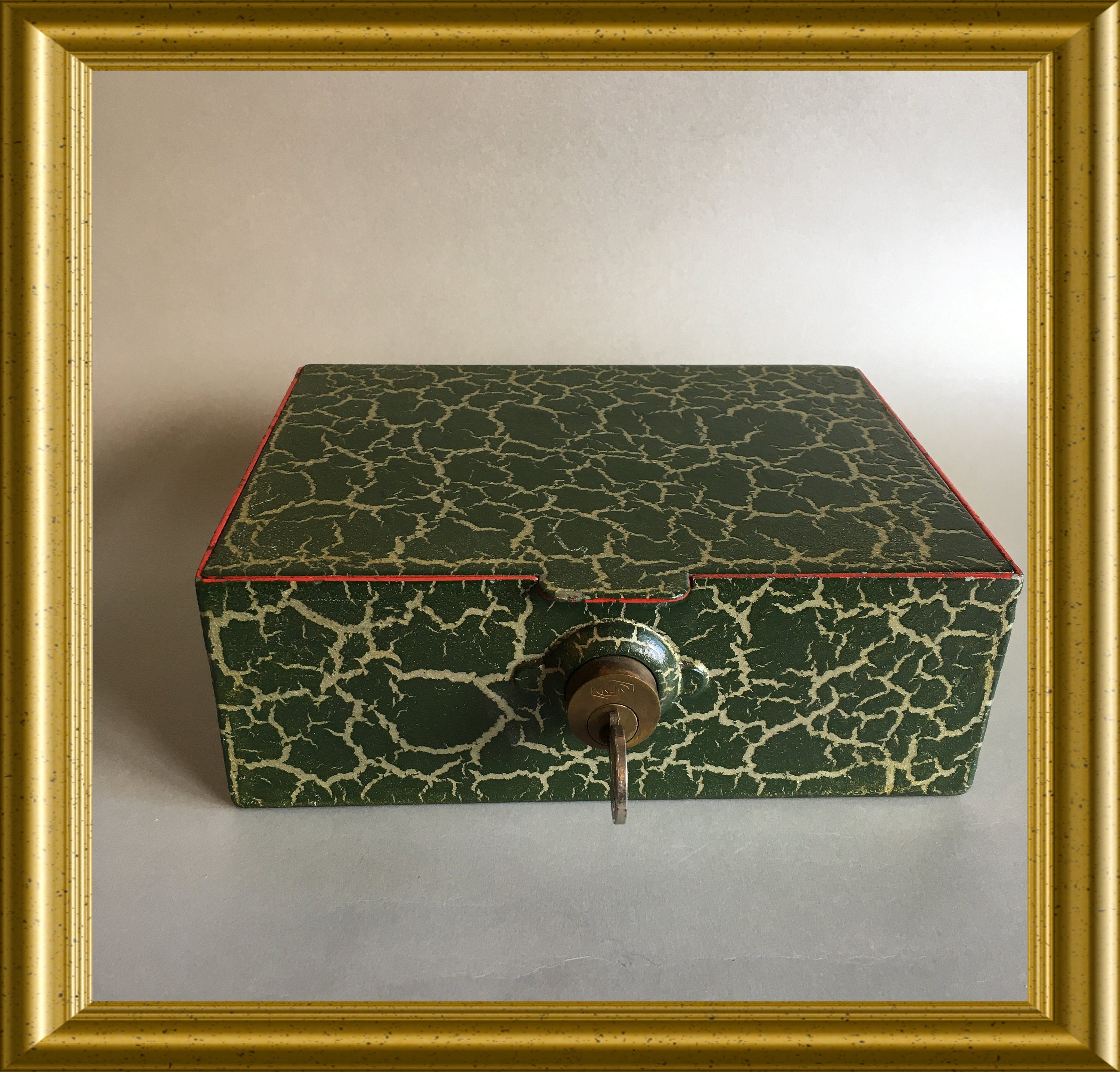 Vintage metal money box, money safe, cash box