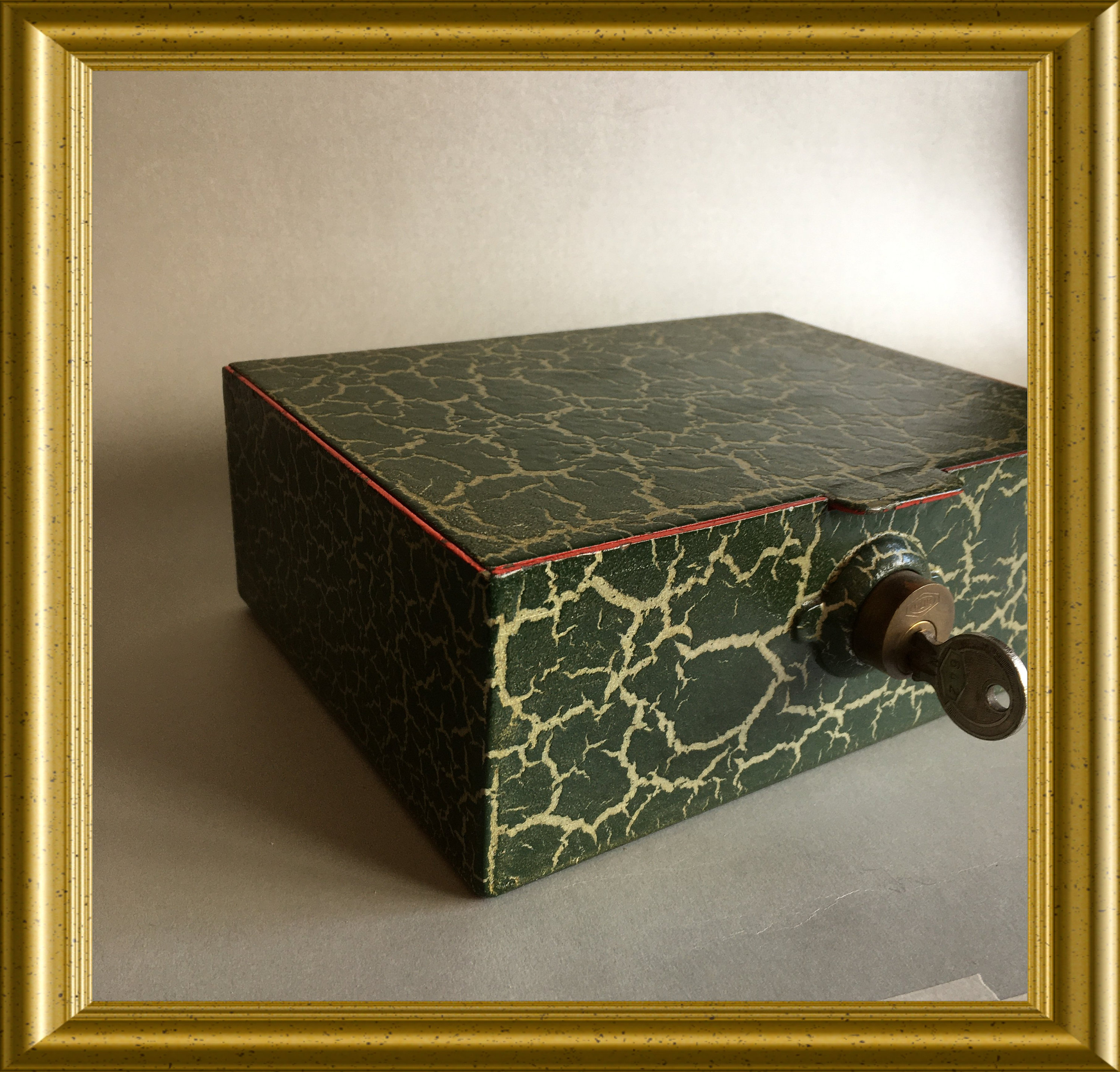 Vintage metal money box, money safe, cash box