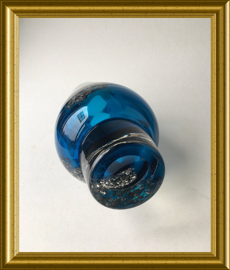 Vintage heavy glass design vase: blue, Heinrich Löffelhardt, Florida, Schott Zwiesel image 8