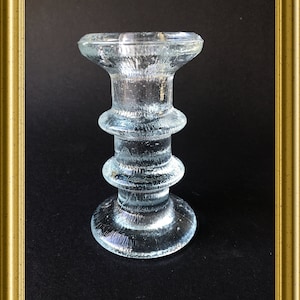 Vintage Scandinavian ice glass candlestick holder