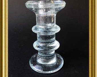 Vintage Scandinavian ice glass candlestick holder