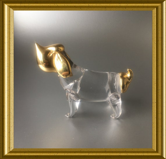 Vintage animal figurine glass: dog, dachshund