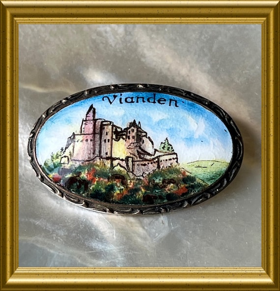 Antique enamel brooch: Vianden, souvenir