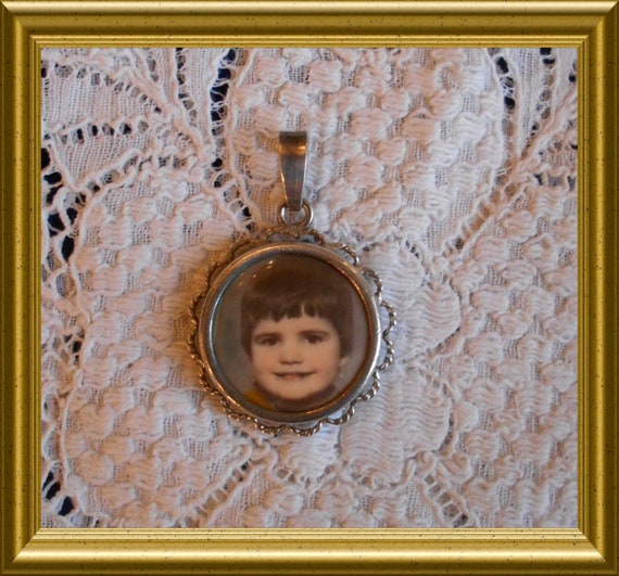 Vintage pendant with child's photograph, locket