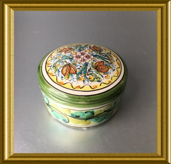 Vintage handpainted ceramic trinket box