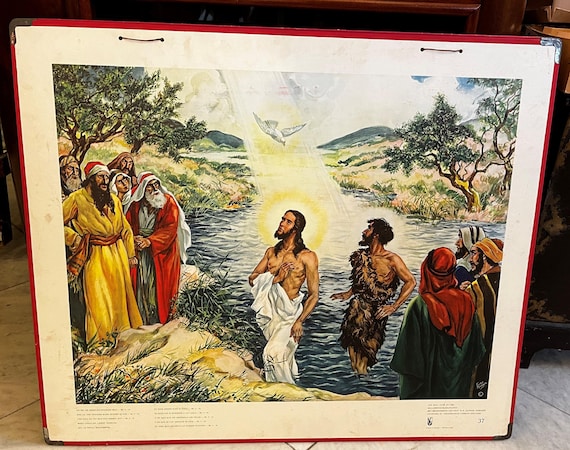 Local pick-up in Gouda only: Old School Poster No. 37 Baptism in the Jordan