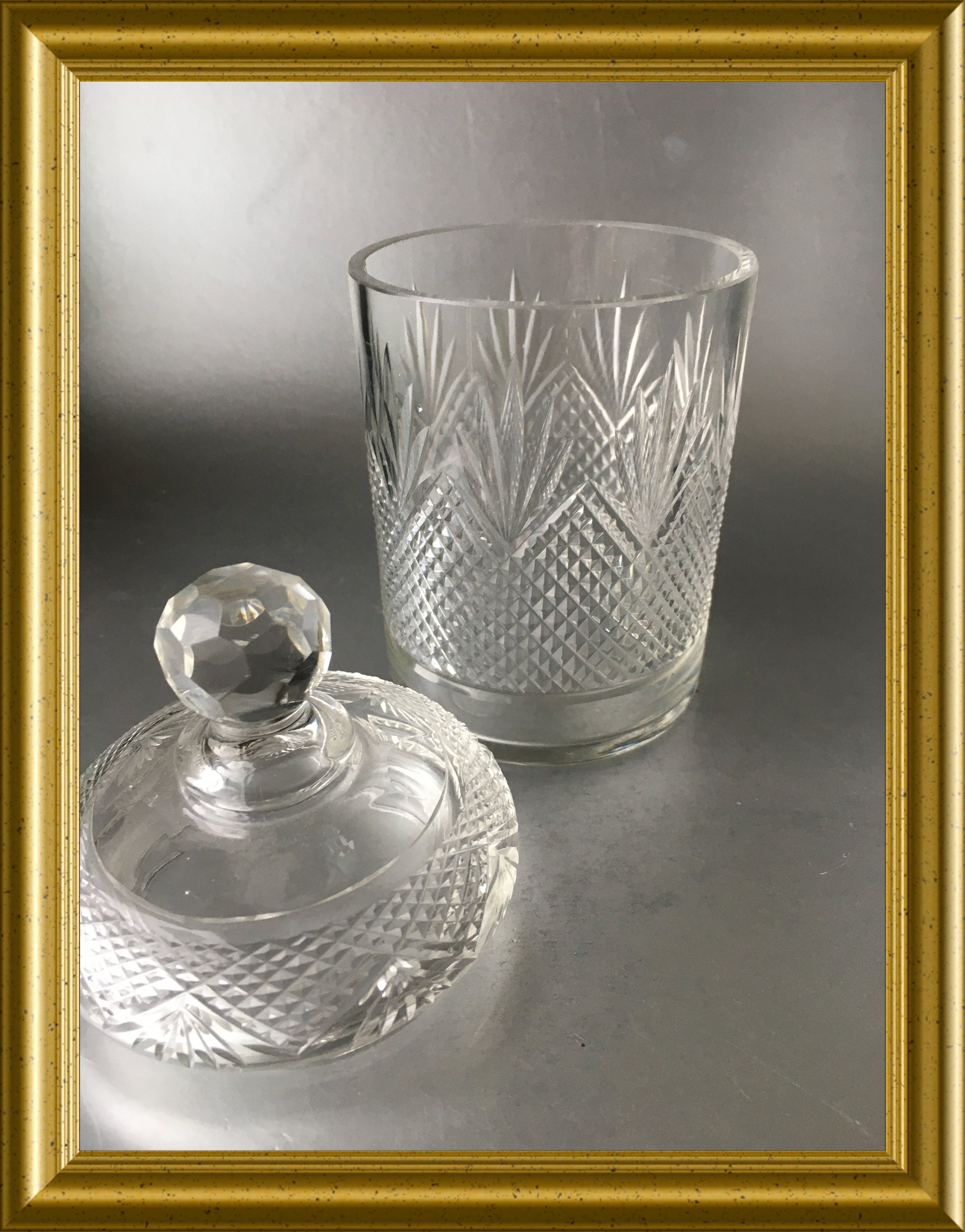 Antique cut crystal candy jar/ lidded jar