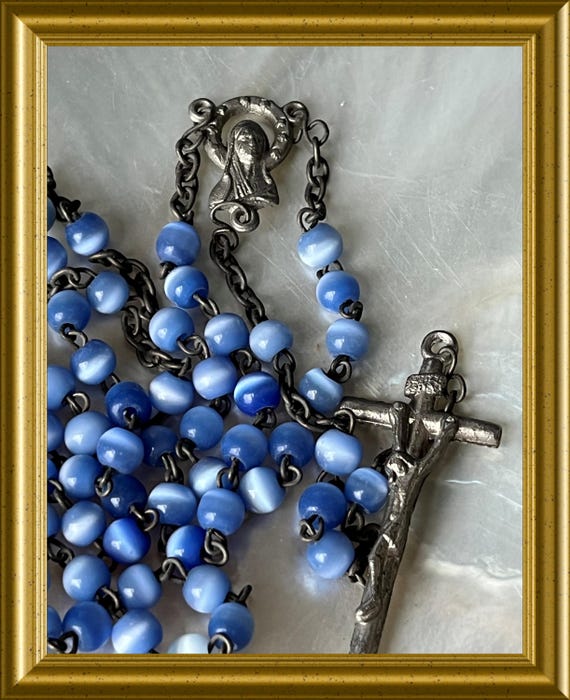 Vintage blue glass rosary
