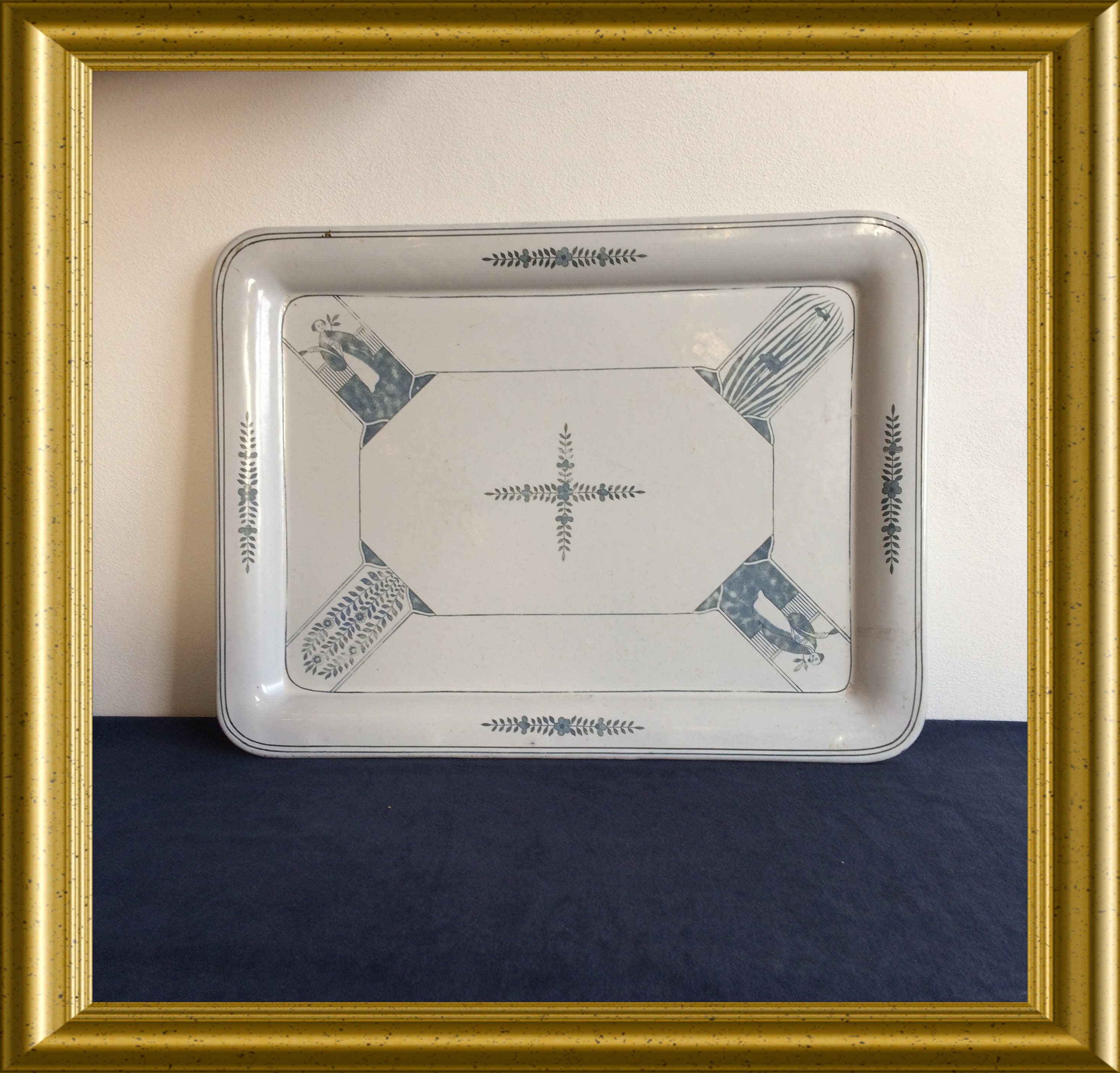 Antique enamel tray Long Eliza