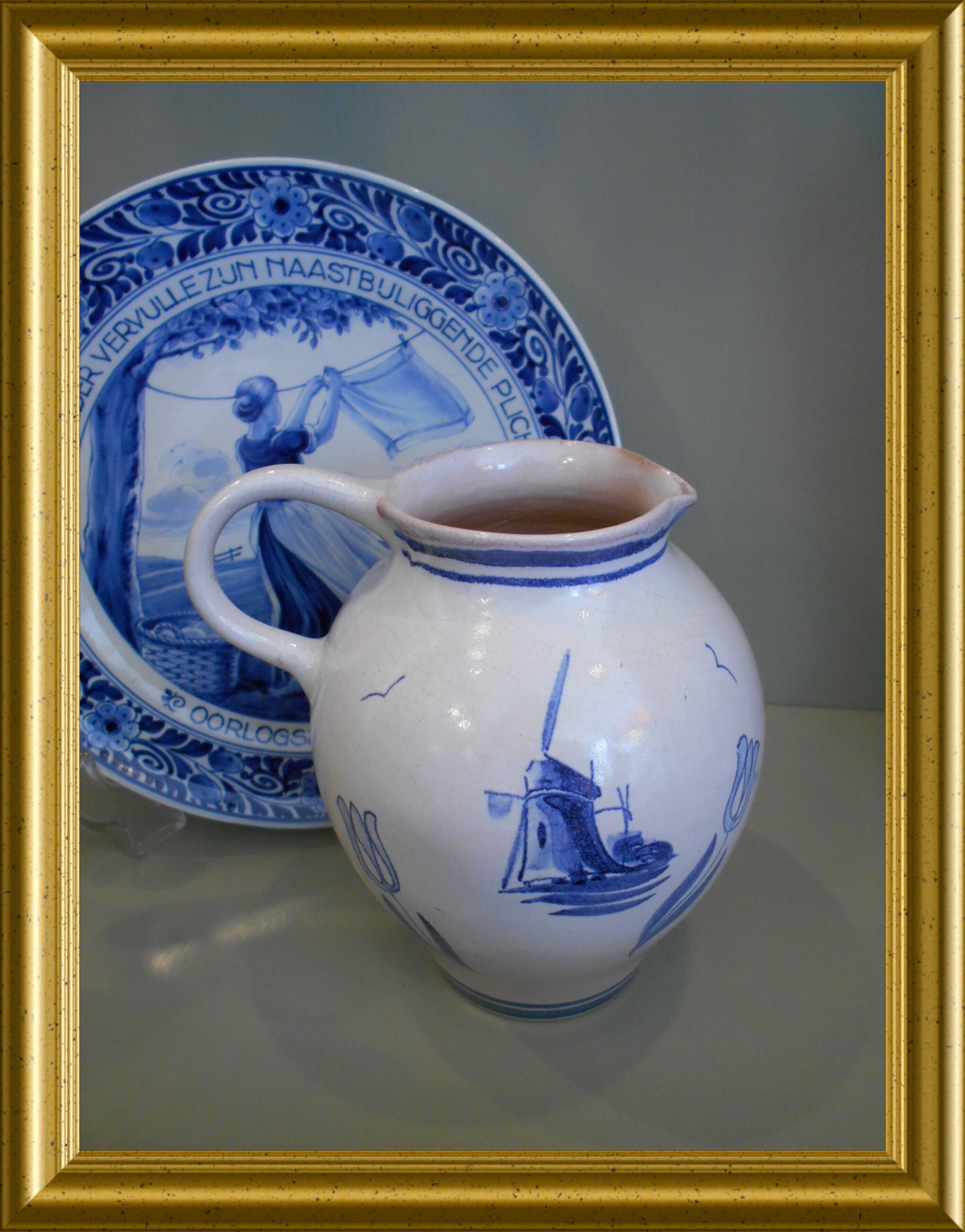 Vintage Dutch Art Pottery Jug Goedewaagen Gouda Pottery Etsy