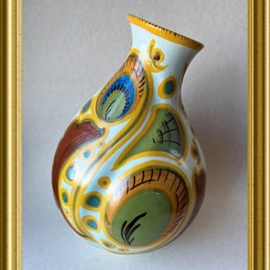 Vintage hand painted art pottery vase/ pitcher: PZH Gouda Holland, rare model