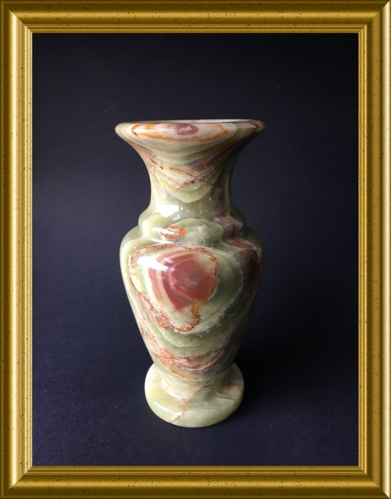 Vintage green onyx vase