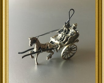 純銀製シンデレラかぼちゃ馬車ミニチュア、スターリングシルバーの馬車