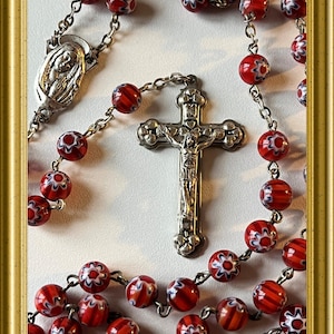 Lovely Italian red glass rosary