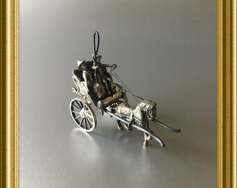 ミニチュアの銀色の馬車、馬車 - Etsy 日本