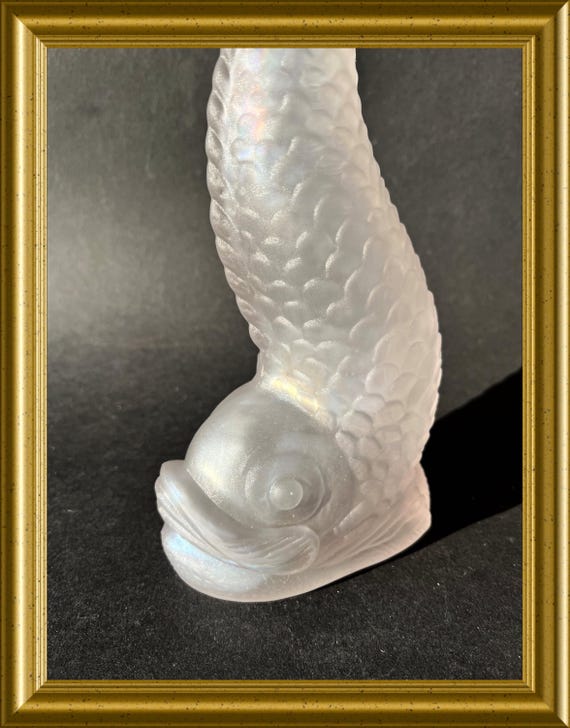 Vintage glass fish – iridescent manganese glass carafe