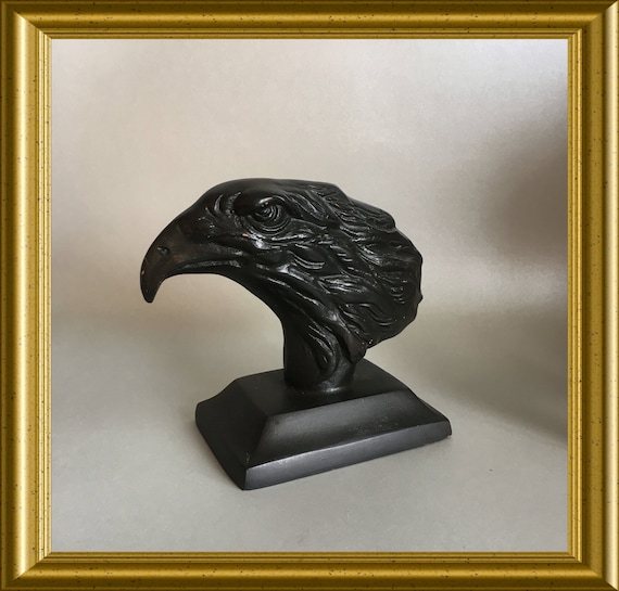 Vintage terracotta eagle head, figurine bird, red clay
