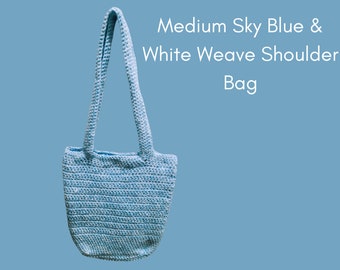 Medium Sky Blue & White Shoulder Bag