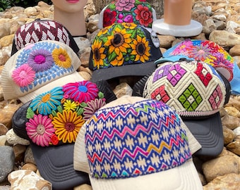 Casquette brodée mexicaine / Casquette de camionneur brodée tissée Chapeau de papa / Casquette brodée artisanale