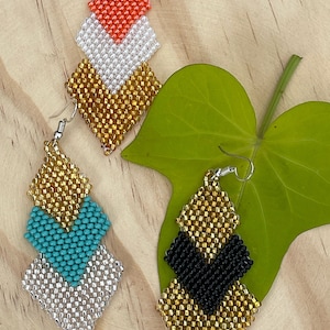 Mexican Fiesta Dangle Beaded Earrings Tassel Flower Summer Gift Jewelry Huichol Earrings