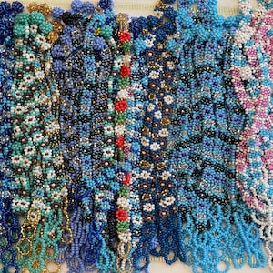 Mexican Beaded Bracelets -  Adjustable Beaded Flower Bracelets - Kid's Bracelets - Girl's Bracelets
