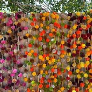 Mexican Fiesta Pom Pom Garland: Autumn Holiday Wall Decor